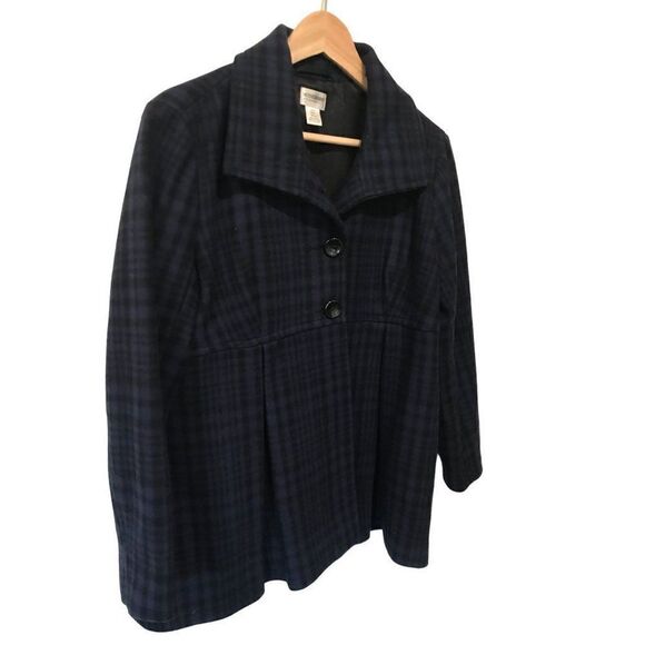 Motherhood Maternity Wool Blend Blue Black Plaid Peacoat Small - Picture 3 of 14